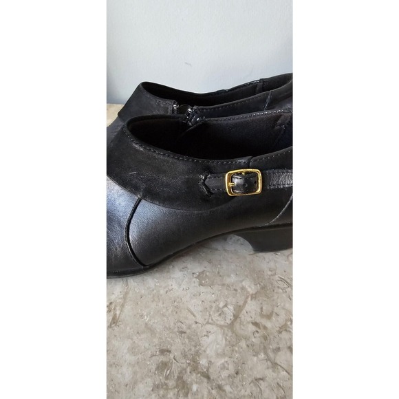 Clarks Bendables Womens 9 M Black Leather Slip On Comfort Ankle Boots Booties - Picture 4 of 12